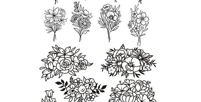 Free Svg File Flowers Set Dxf Downloads Files For Laser Cutting And Cnc Router Artcam Dxf Vectric Aspire Vcarve Mdf Crafts Woodworking