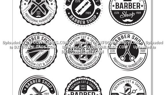 Barber shop vintage logo design Royalty Free Vector Image