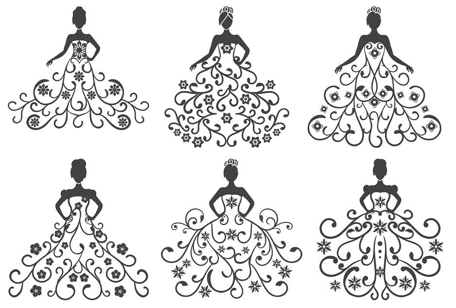 Download Wedding dress 2d vectors SVG DXF - DXF DOWNLOADS - Files for Laser Cutting and CNC Router ArtCAM ...