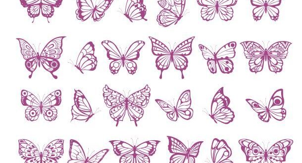 Butterflies Bundle Svg And Dxf Stencil Dxf Downloads Files For Laser Cutting And Cnc Router 0220